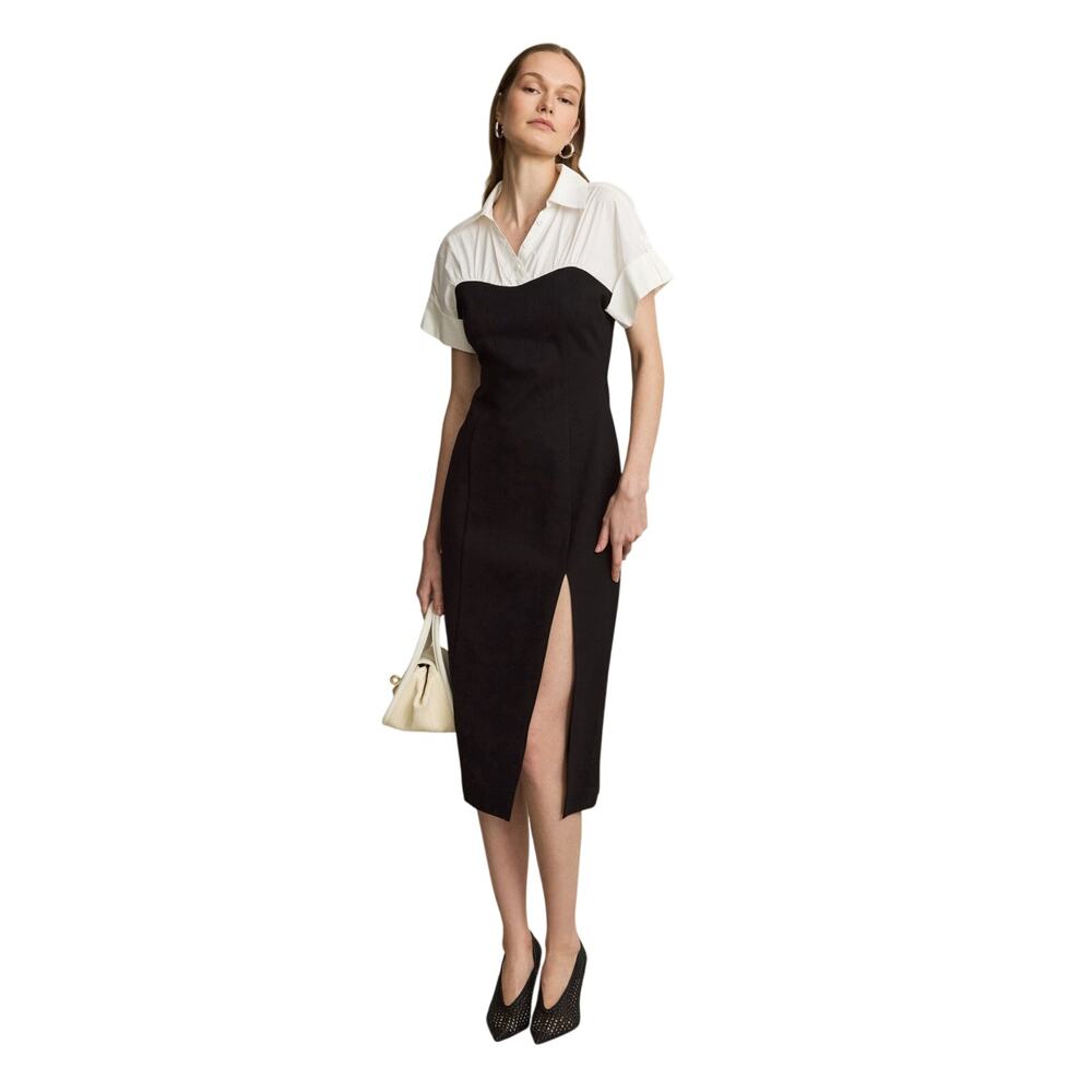 Toccin Collared Shirt Dress | Size 8 | Black & White